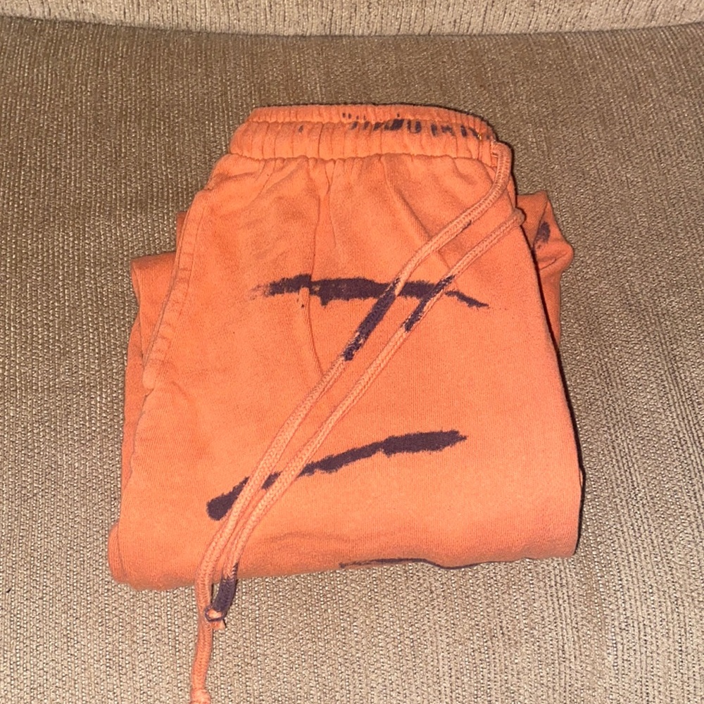 Orange and black tye dye joggers